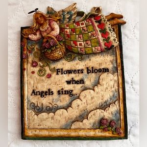 Jim shore angel wall plaque 2002 “ flowers bloom when Angels sing”